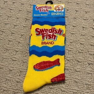 New Swedish Fish Novelty Crew Socks Size 6-12/13 - Men's/Women's -